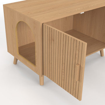 Maison de toilette lattes pour chat litière intégrée