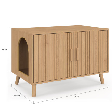 Maison de toilette lattes pour chat litière intégrée