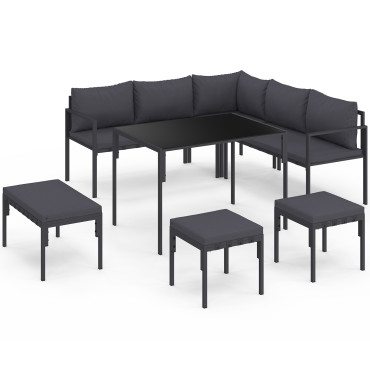 Salon de jardin Tropéa 8 places gris 2 en 1