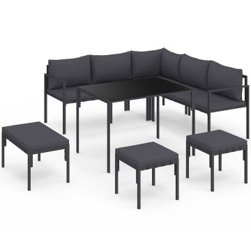 Salon de jardin Tropéa 8 places gris 2 en 1