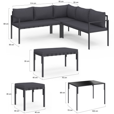 Salon de jardin Tropéa 8 places gris 2 en 1