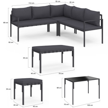 Salon de jardin Tropéa 8 places gris 2 en 1