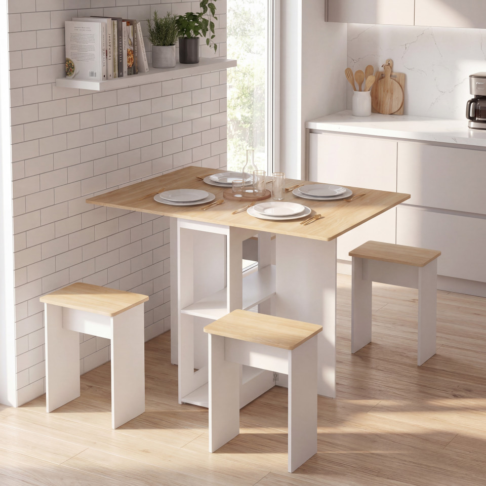 Ensemble repas Andy table pliante et 4 tabourets