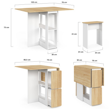 Ensemble repas Andy table pliante et 4 tabourets