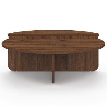 Tables basses rondes asymétriques effet bois noyer