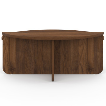 Tables basses rondes asymétriques effet bois noyer