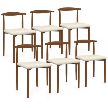 Chaises Adam tissu beige pieds effet bois noyer - lot de 6