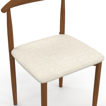 Chaises Adam tissu beige pieds effet bois noyer - lot de 6