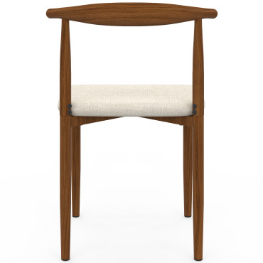 Chaises Adam tissu beige pieds effet bois noyer - lot de 6