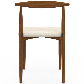 Chaises Adam tissu beige pieds effet bois noyer - lot de 6