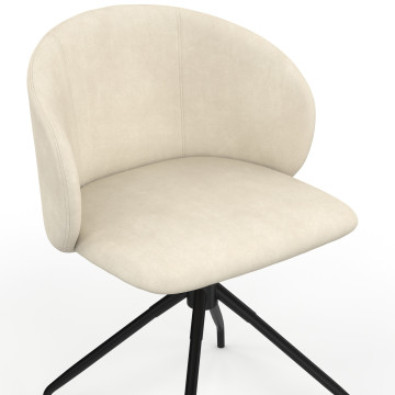 Chaises Léona pivotantes velours crème pieds métal - lot de 2
