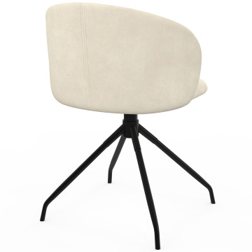 Chaises Léona pivotantes velours crème pieds métal - lot de 2