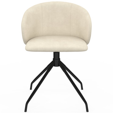 Chaises Léona pivotantes velours crème pieds métal - lot de 4