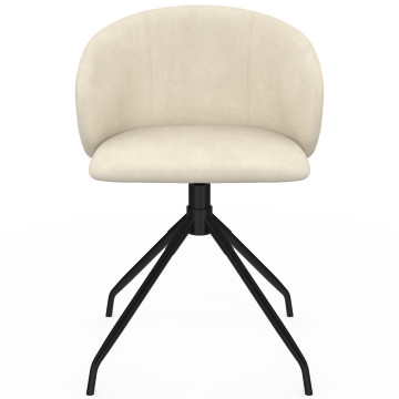 Chaises Léona pivotantes velours crème pieds métal - lot de 4