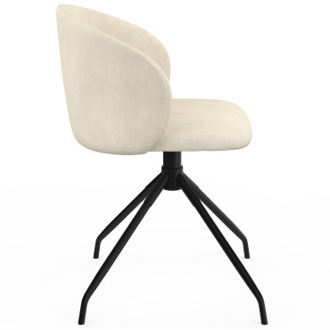 Chaises Léona pivotantes velours crème pieds métal - lot de 4