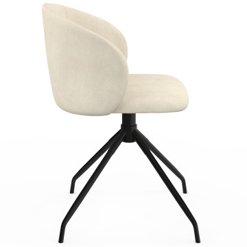Chaises Léona pivotantes velours crème pieds métal - lot de 4