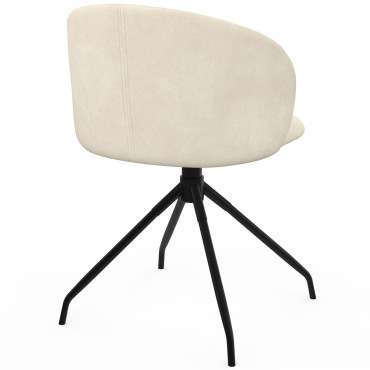 Chaises Léona pivotantes velours crème pieds métal - lot de 4