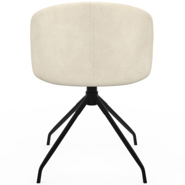 Chaises Léona pivotantes velours crème pieds métal - lot de 4