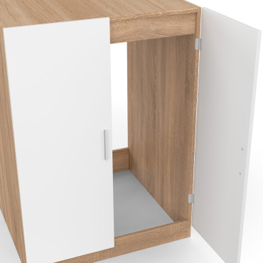 Meuble machine à laver Will effet hêtre 2 portes blanches