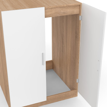 Meuble machine à laver Will effet hêtre 2 portes blanches