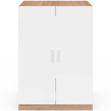 Meuble machine à laver Will effet hêtre 2 portes blanches