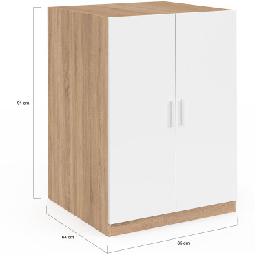 Meuble machine à laver Will effet hêtre 2 portes blanches