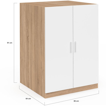 Meuble machine à laver Will effet hêtre 2 portes blanches