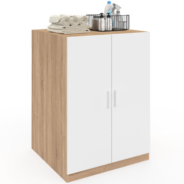 Meuble machine à laver Will effet hêtre 2 portes blanches