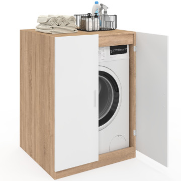 Meuble machine à laver Will effet hêtre 2 portes blanches