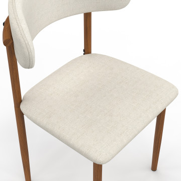 Chaises Callisto tissu beige pieds effet noyer - lot de 6