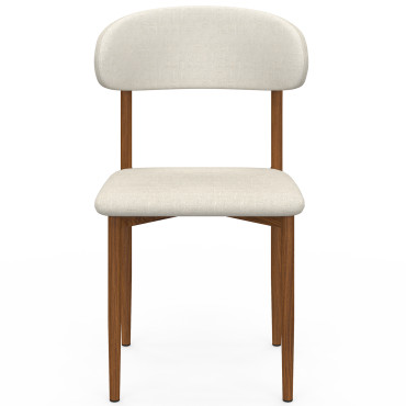 Chaises Callisto tissu beige pieds effet noyer - lot de 6