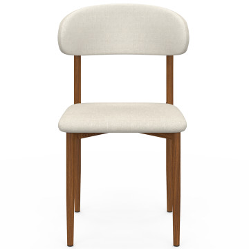 Chaises Callisto tissu beige pieds effet noyer - lot de 6