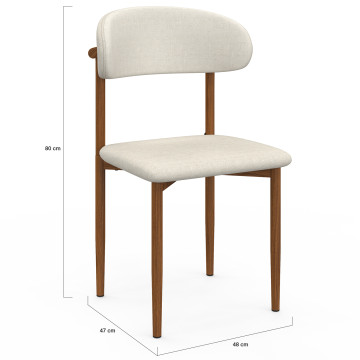 Chaises Callisto tissu beige pieds effet noyer - lot de 6