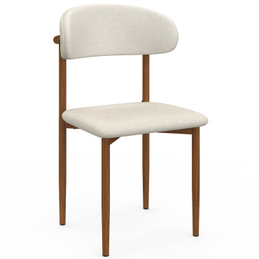 Chaises Callisto tissu beige pieds effet noyer - lot de 6