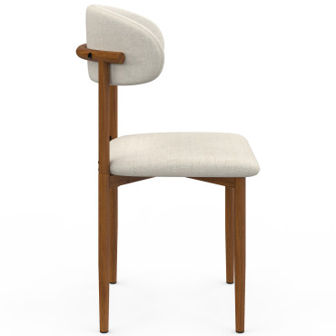 Chaises Callisto tissu beige pieds effet noyer - lot de 6