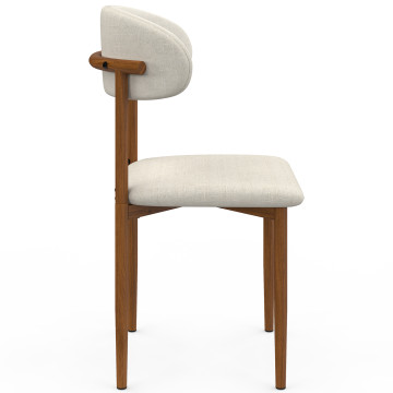 Chaises Callisto tissu beige pieds effet noyer - lot de 6