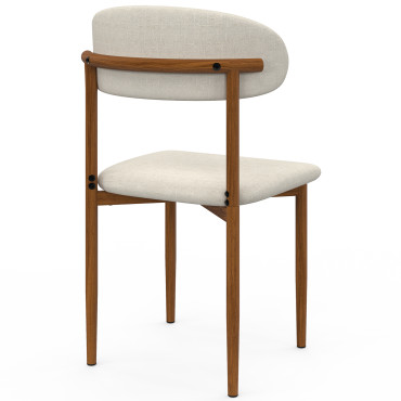 Chaises Callisto tissu beige pieds effet noyer - lot de 6