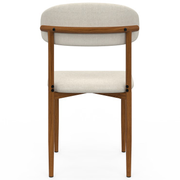 Chaises Callisto tissu beige pieds effet noyer - lot de 6