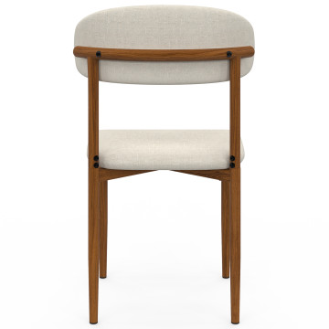 Chaises Callisto tissu beige pieds effet noyer - lot de 6