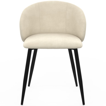 Chaises Léona velours crème pieds métal noirs - lot de 6