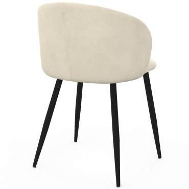 Chaises Léona velours crème pieds métal noirs - lot de 6