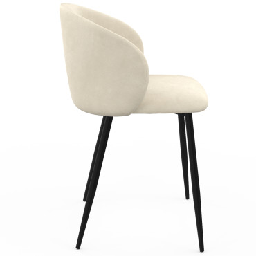 Chaises Léona velours crème pieds métal noirs - lot de 6