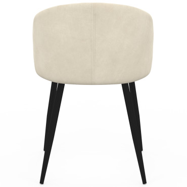 Chaises Léona velours crème pieds métal noirs - lot de 6