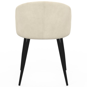Chaises Léona velours crème pieds métal noirs - lot de 6