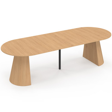 Table à manger ronde extensible Elvis effet hêtre Ø110-300cm