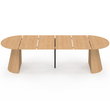 Table à manger ronde extensible Elvis effet hêtre Ø110-300cm