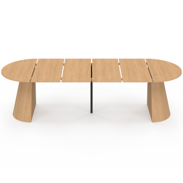 Table à manger ronde extensible Elvis effet hêtre Ø110-300cm