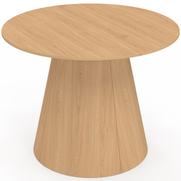 Table à manger ronde extensible Elvis effet hêtre Ø110-300cm