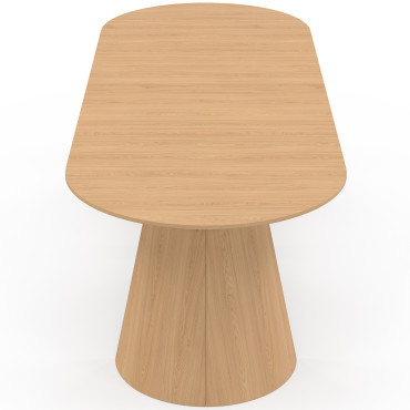 Table à manger ronde extensible Elvis effet hêtre Ø110-300cm