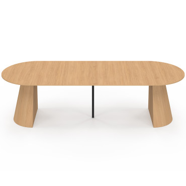 Table à manger ronde extensible Elvis effet hêtre Ø110-300cm